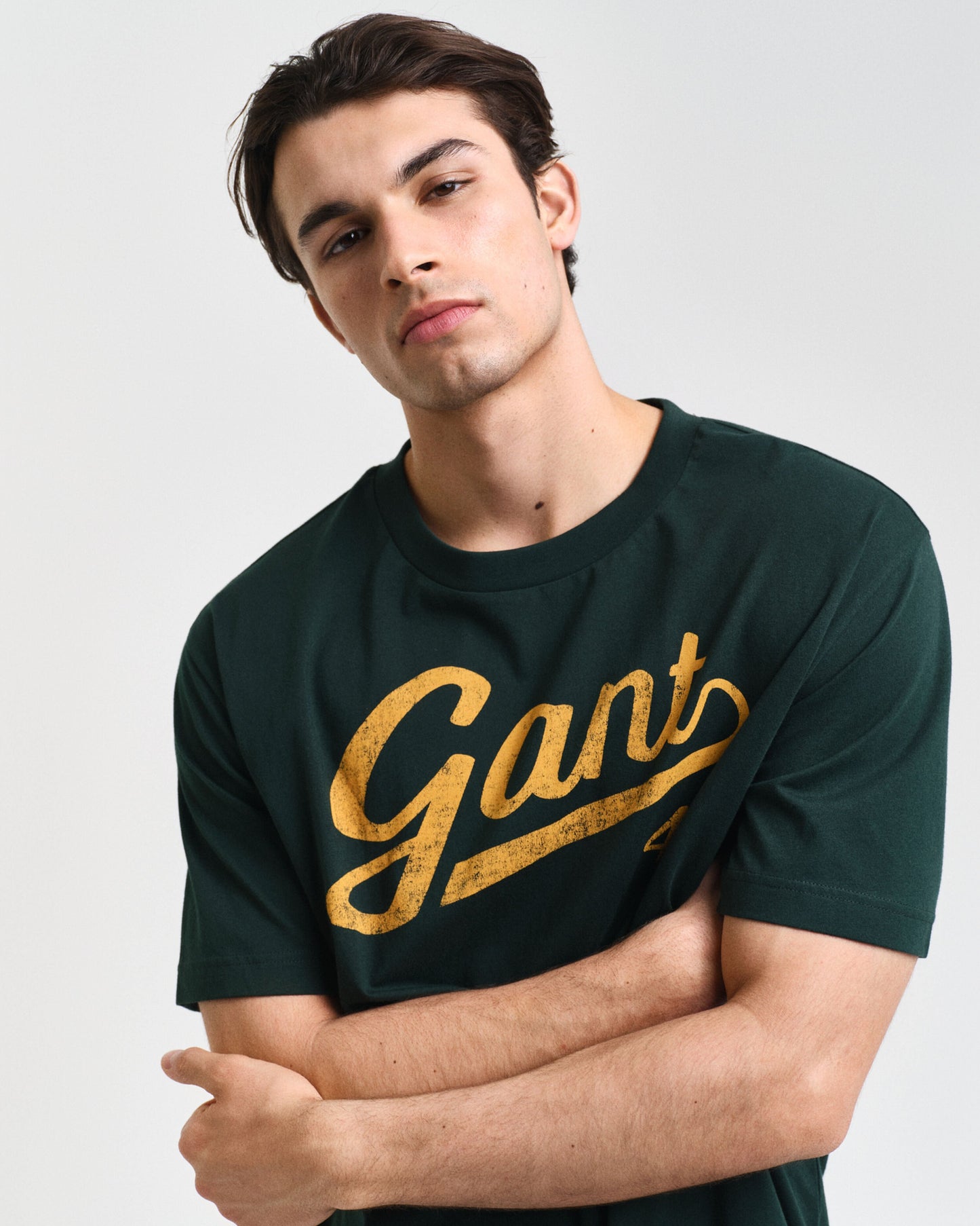 Gant Men Green Printed Round Neck Short Sleeves T-Shirt