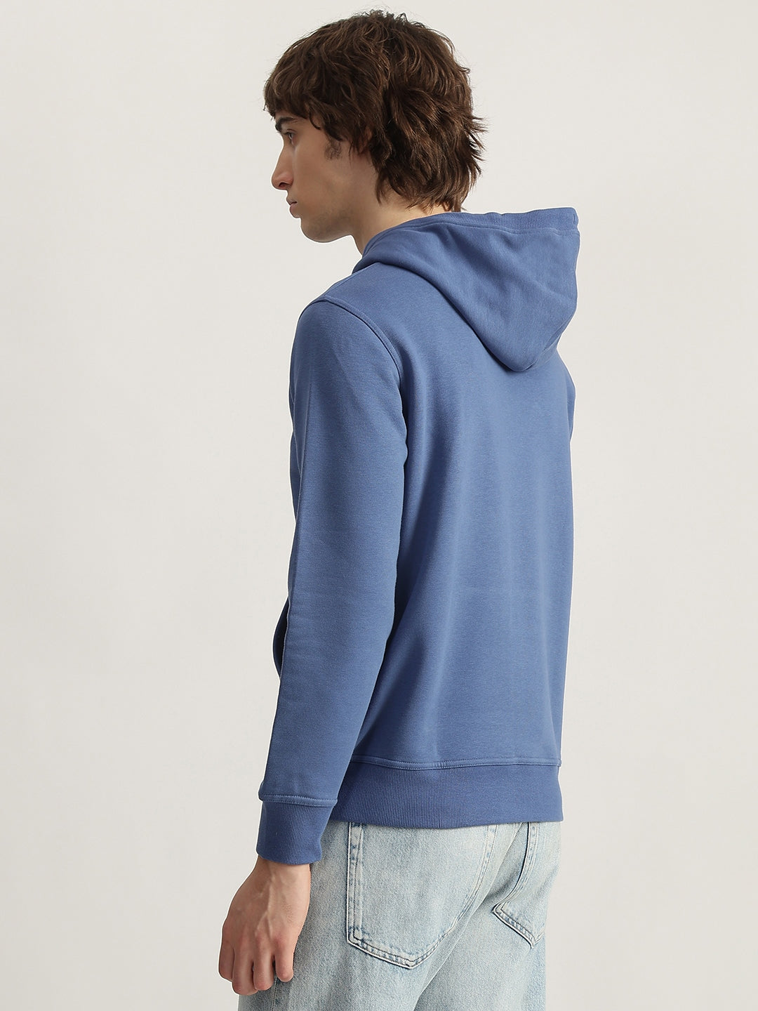 Gant Men Blue Embroidered Hooded Full Sleeves Pullover Style Sweatshirt