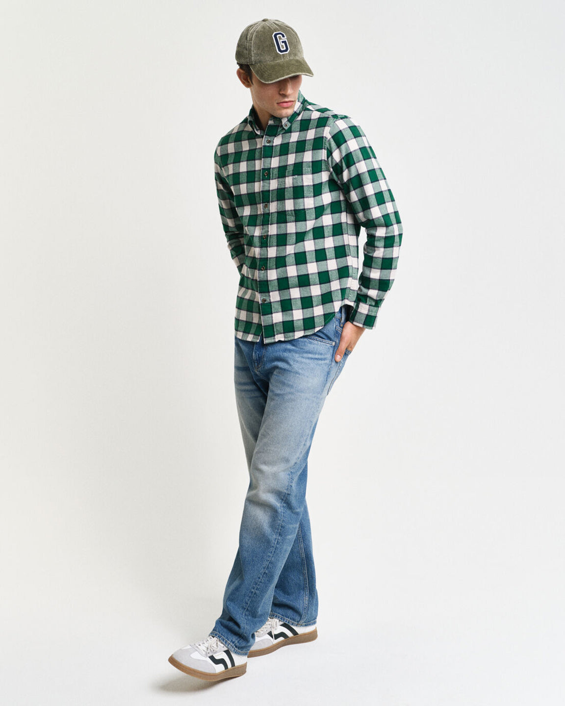 Gant Men Green Checked Button Down Collar Full Sleeves Shirt