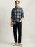 Gant Men Blue Checked Button-Down Collar Full Sleeves Shirt