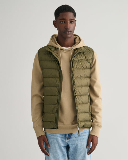 Gant Men Green Solid Stand Collar Sleeveless Puffer Jacket