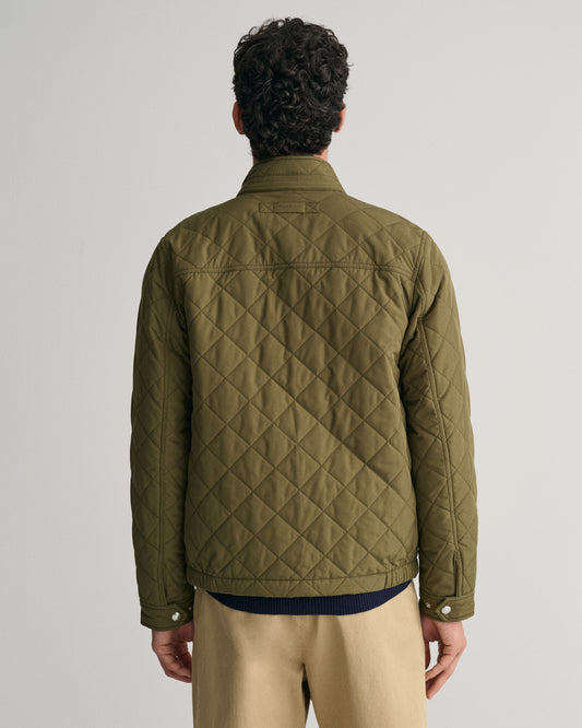 Gant Men Green Solid Stand Collar Full Sleeves Quilted Jacket