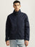 Gant Men Blue Solid Stand Collar Full Sleeves Bomber Jacket