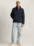 Gant Men Blue Solid Stand Collar Full Sleeves Bomber Jacket