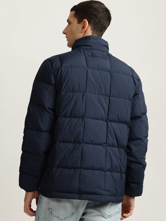 Gant Men Blue Solid Stand Collar Full Sleeves Puffer Jacket