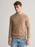 Gant Men Khaki Solid Round Neck Full Sleeves Sweater