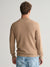 Gant Men Khaki Solid Round Neck Full Sleeves Sweater