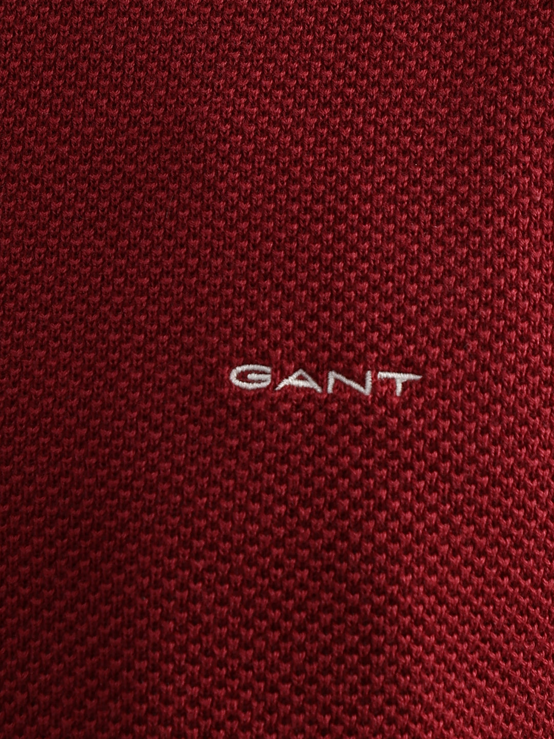 Gant Men Red Solid Round Neck Full Sleeves Pullover Style Sweater