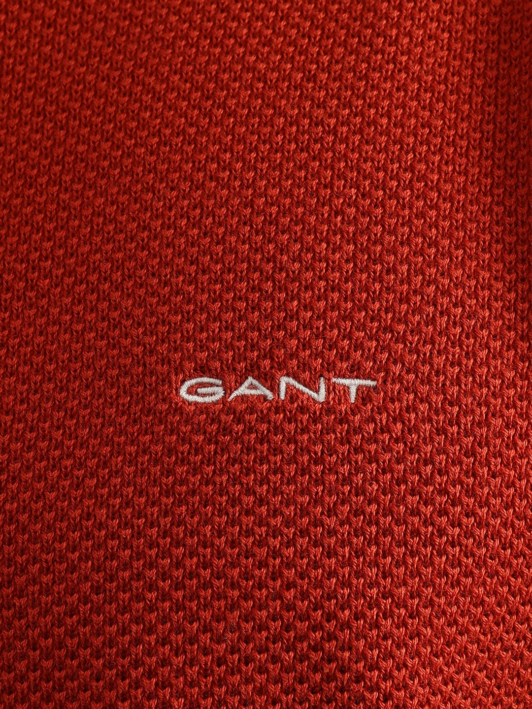 Gant Men Red Solid Round Neck Full Sleeves Pullover Style Sweater