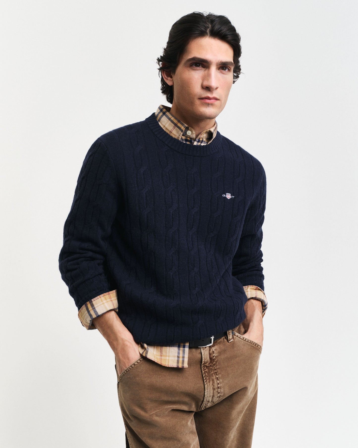 Gant Men Blue Solid Round Neck Full Sleeves Pullover Style Sweater