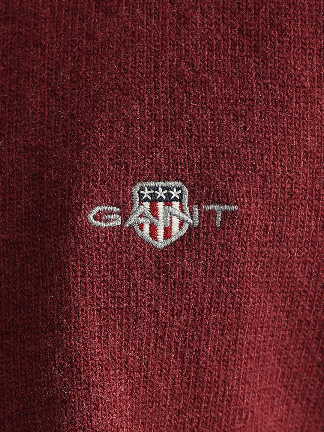 Gant Men Wine Red Solid Collared Full Sleeves Cardigan