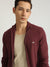 Gant Men Wine Red Solid Collared Full Sleeves Cardigan