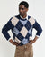 Gant Men Blue Checked Round Neck Full Sleeves Pullover Style Sweater