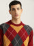 Gant Men Red Checked Round Neck Full Sleeves Sweater