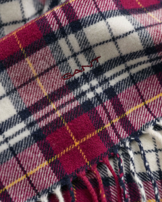 Gant Men Red Checked Fringed Scarf