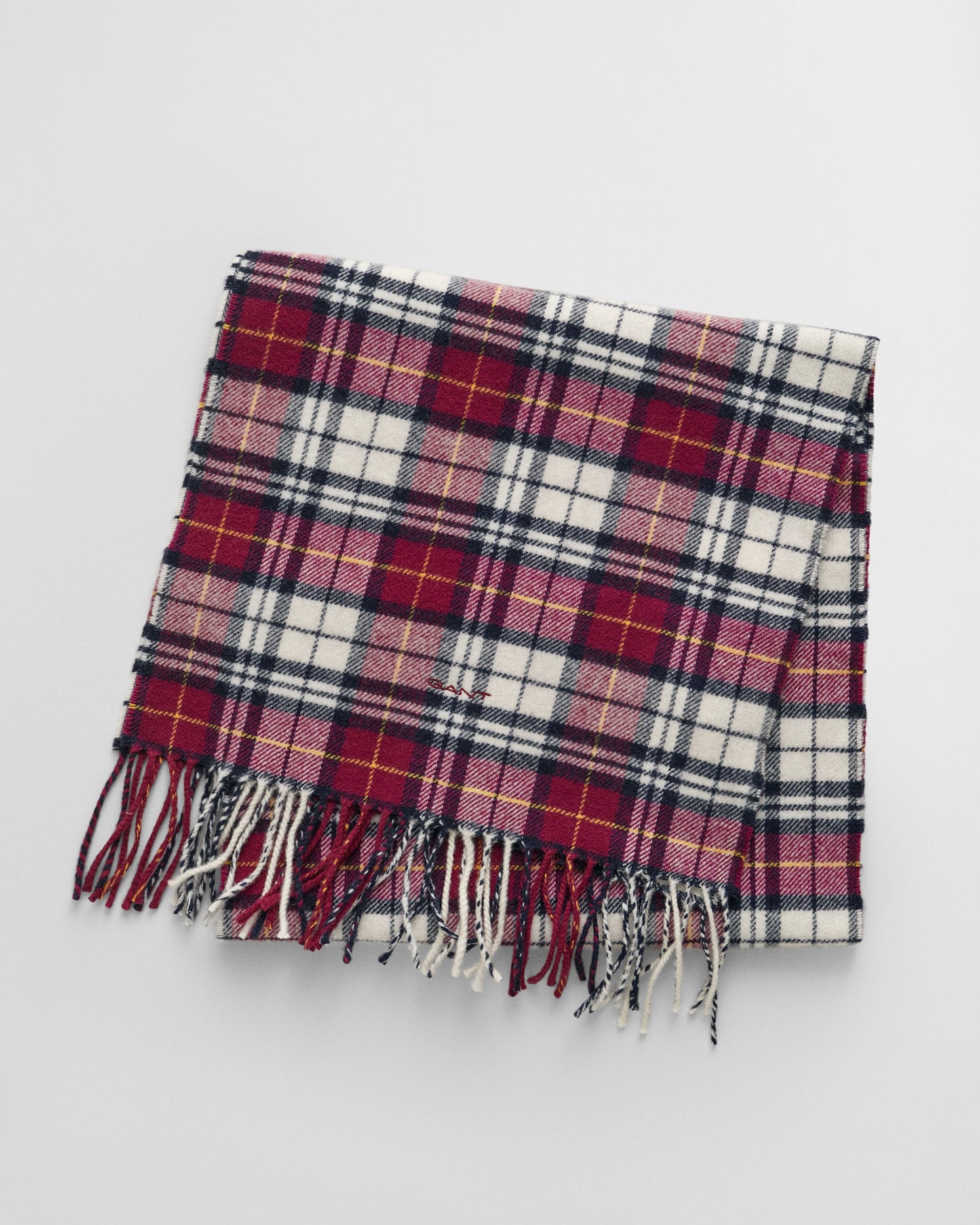 Gant Men Red Checked Fringed Scarf