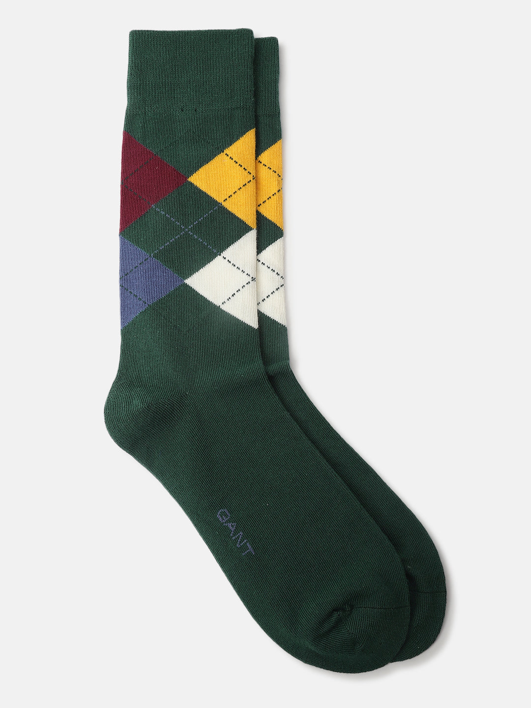 Gant Men Green Checked Calf Length Socks (Pack of 1)