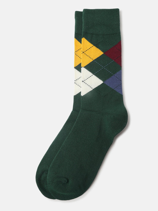 Gant Men Green Checked Calf Length Socks (Pack of 1)