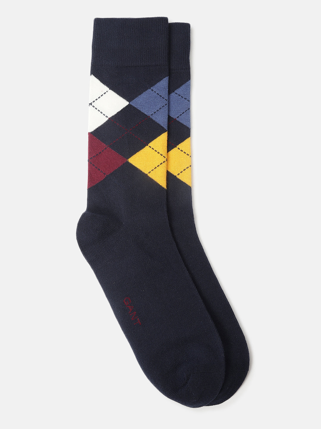 Gant Men Blue Checked Calf Length Socks (Pack of 1)