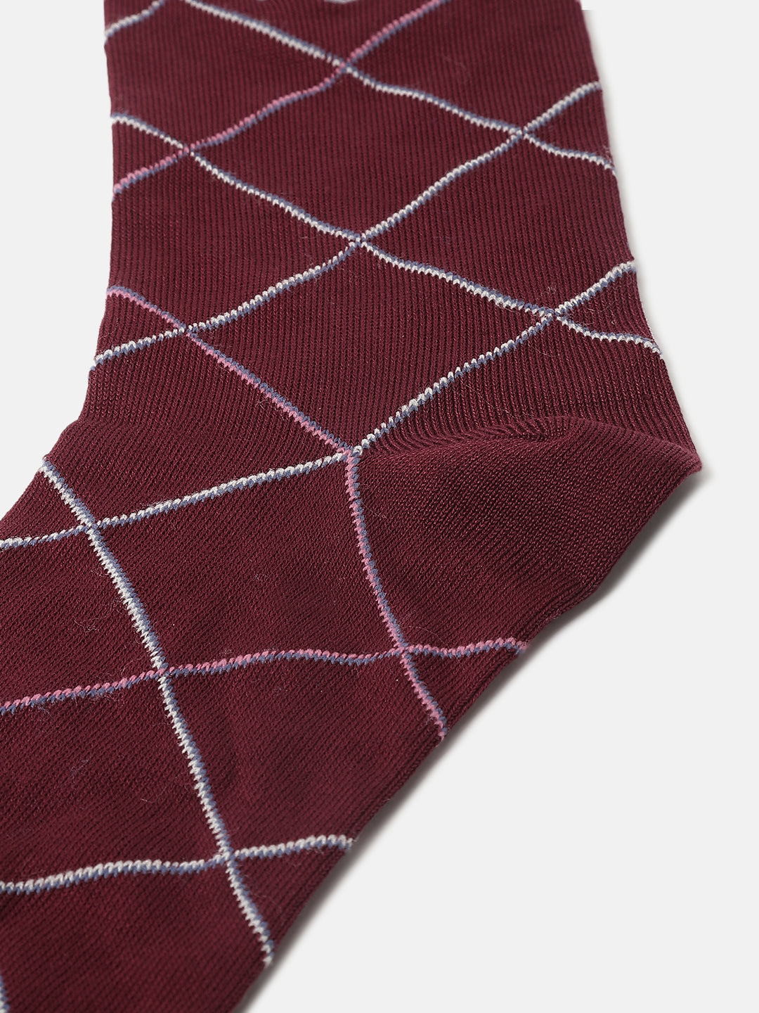 Gant Men Maroon Checked Calf Length Socks (Pack of 1)