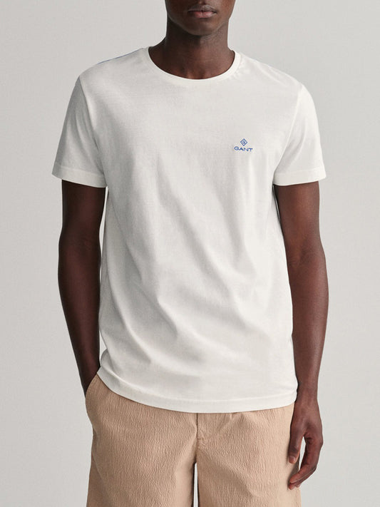 Gant White Contrast Logo Regular Fit T-Shirt