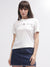 Gant Women White Solid Round Neck Short Sleeves T-shirt
