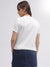 Gant Women White Solid Round Neck Short Sleeves T-shirt