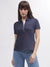 Gant Women Navy Blue Solid Polo Short Sleeves T-shirt