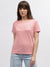 Gant Women Pink Solid Round Neck Short Sleeves T-Shirt