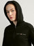 Gant Women Black Solid Hooded Full Sleeves Front-open Sweatshirt