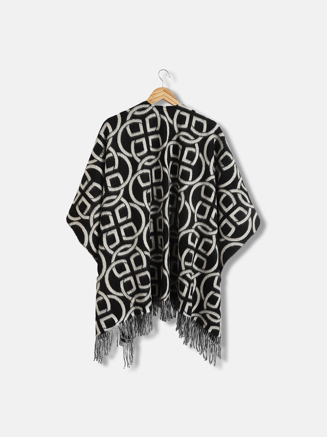 Gant Women Black Printed Fringed Scarf