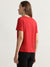 Gant Women Red Solid Round Neck Short Sleeves T-shirt