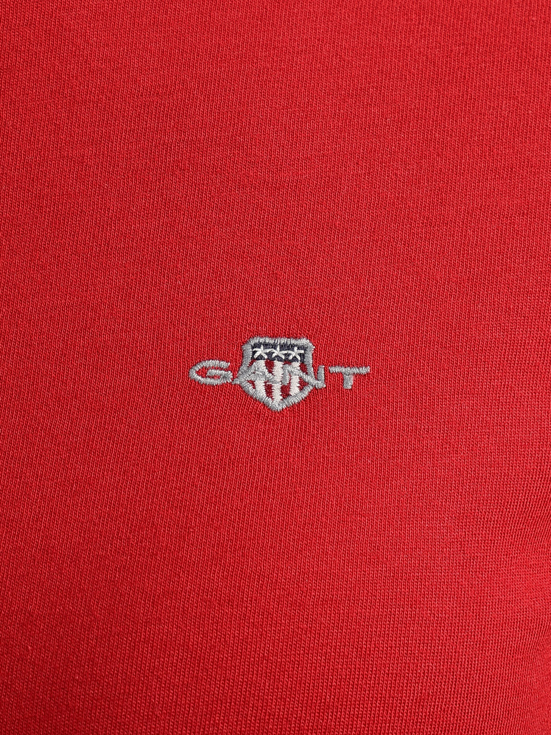 Gant Women Red Solid Round Neck Short Sleeves T-shirt