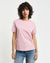 Gant Women Pink Solid Round Neck Short Sleeves T-Shirt