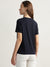 Gant Women Blue Solid Round Neck Short Sleeves T-shirt