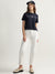 Gant Women Blue Solid Round Neck Short Sleeves T-shirt