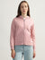 Gant Women Pink Solid Hooded Full Sleeves Front-open Sweatshirt