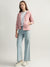 Gant Women Pink Solid Hooded Full Sleeves Front-open Sweatshirt