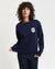 Gant Women Blue Solid Round Neck Full Sleeves Sweatshirt