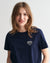 Gant Women Blue Solid Round Neck Short Sleeves T-Shirt