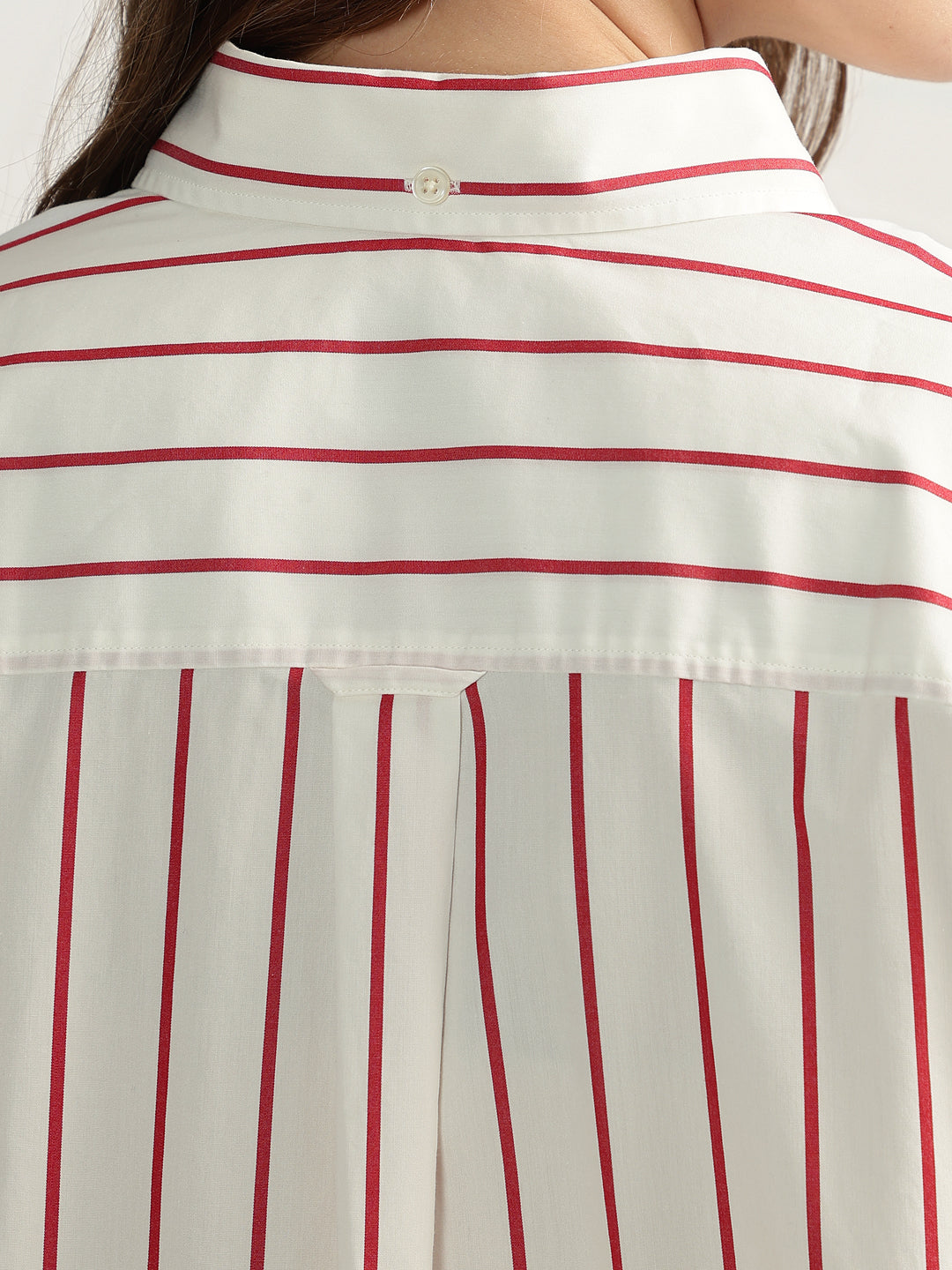 Gant Women Red Striped Spread Collar Full Sleeves Shirt