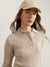 Gant Women Beige Solid Collared Full Sleeves Pullover Style Sweater