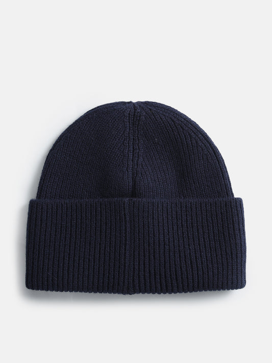 Gant Women Navy Blue Solid Beanie Cap