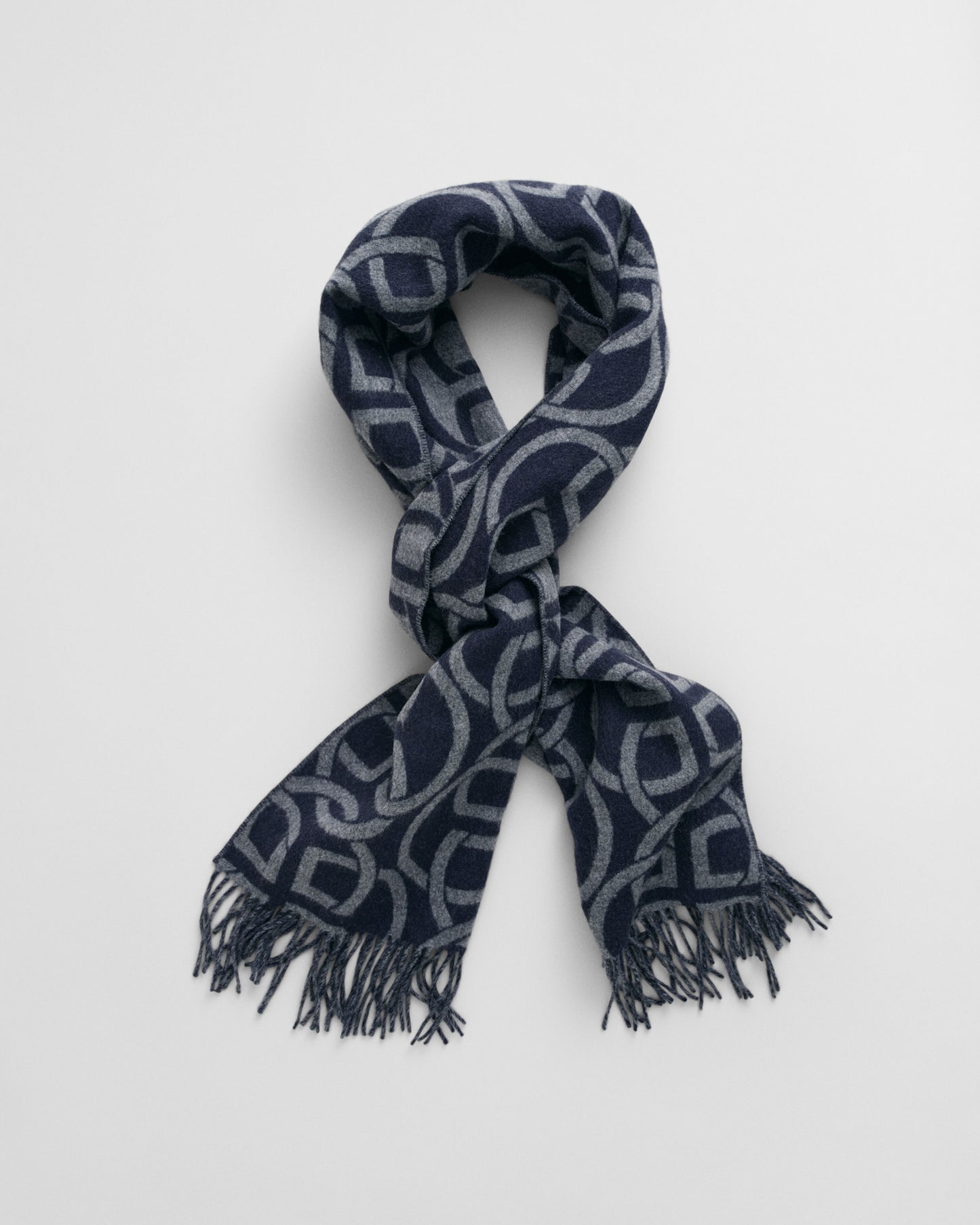 Gant Women Blue Printed Fringed Scarf