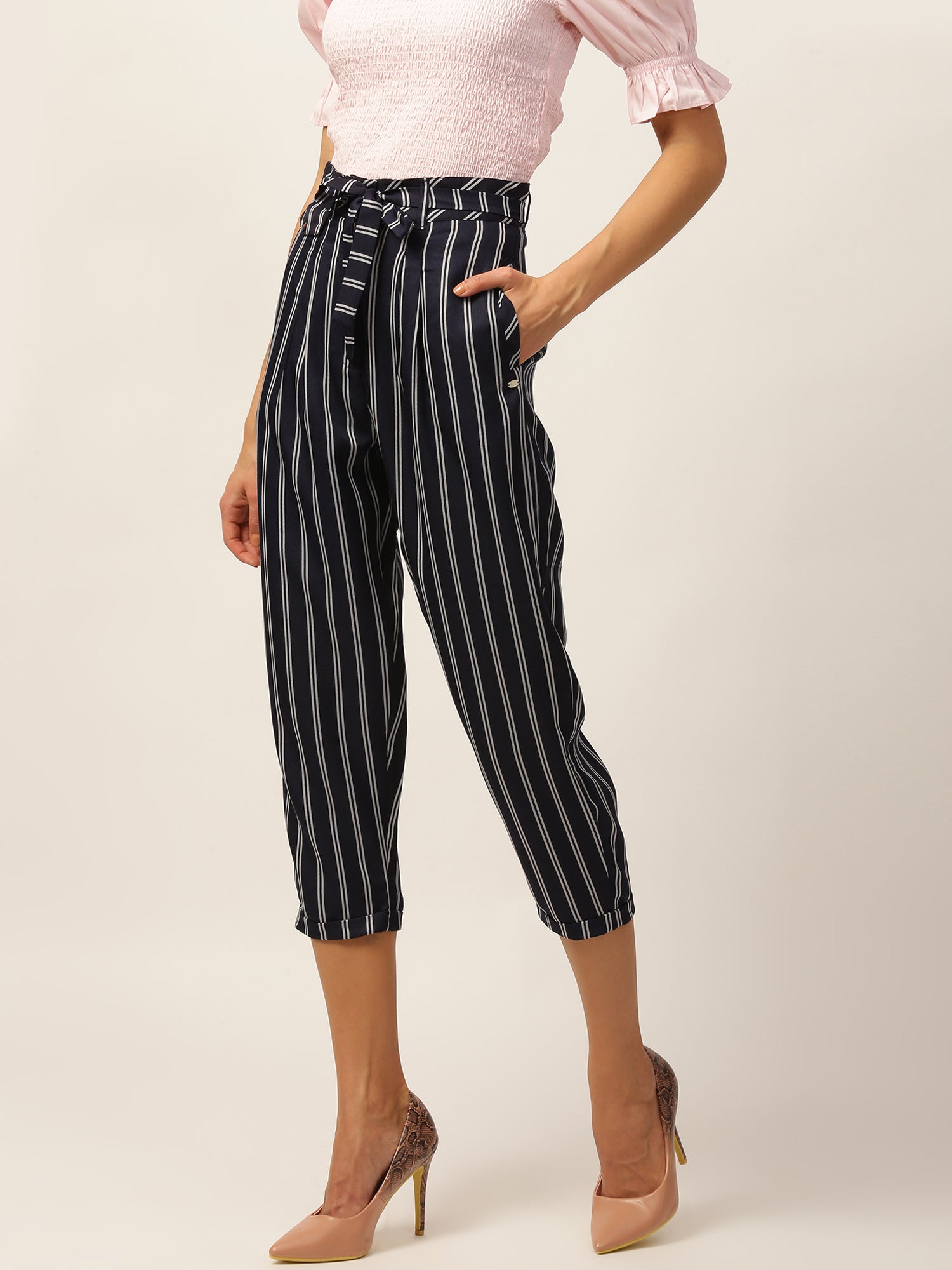 Striped Paperbag Pants | ShopStyle