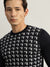 Antony Morato Men Blue Geometric Round Neck Full Sleeves Pullover Style Sweater