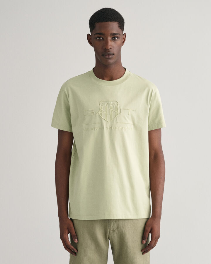 Gant Men Green Solid Round Neck Short Sleeves T-Shirt