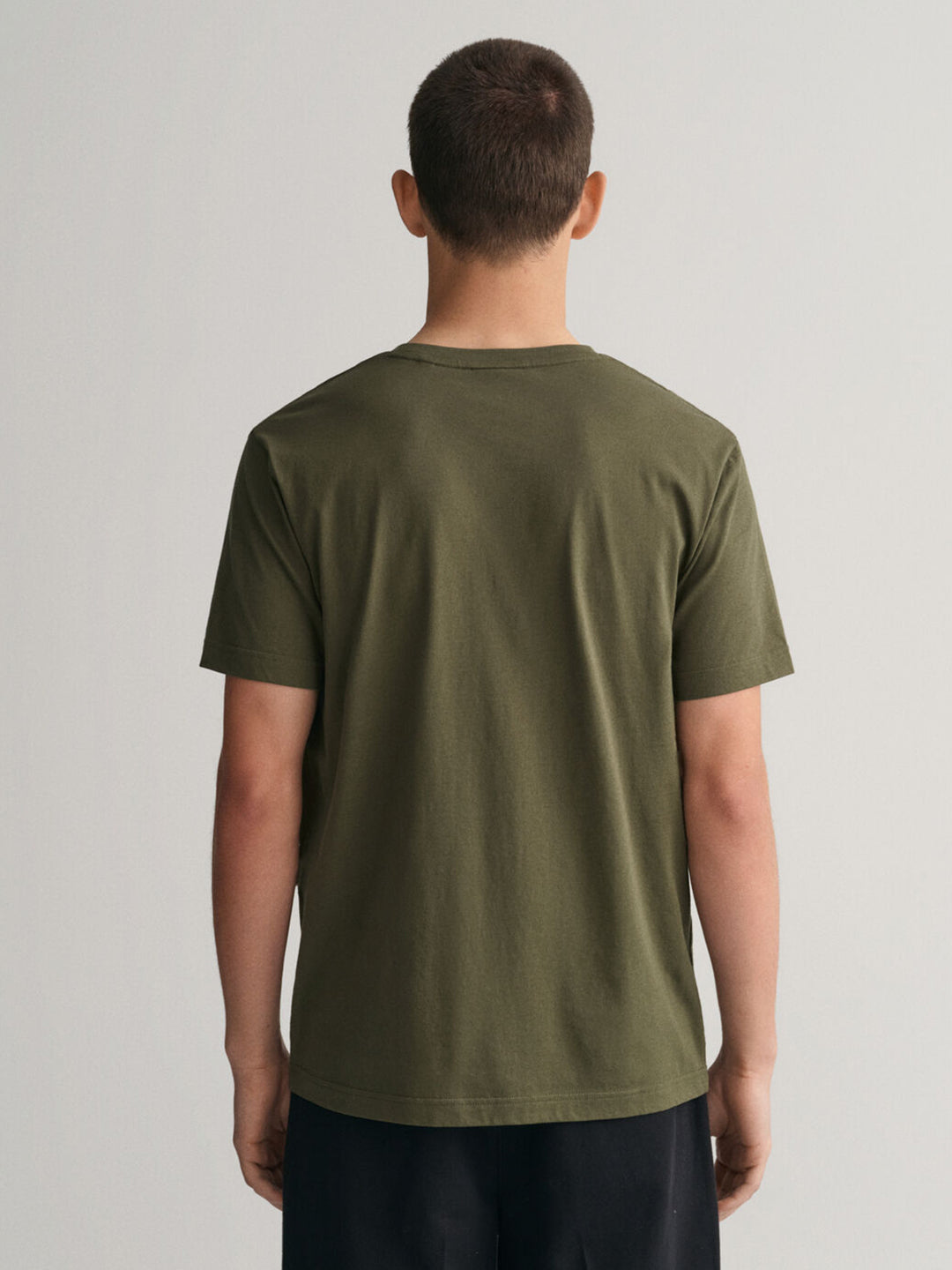 Gant Men Green Solid Round Neck Short Sleeves T-shirt