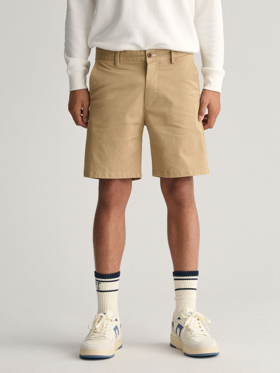 Gant Boys Beige Solid Mid-rise Regular Fit Chino Shorts