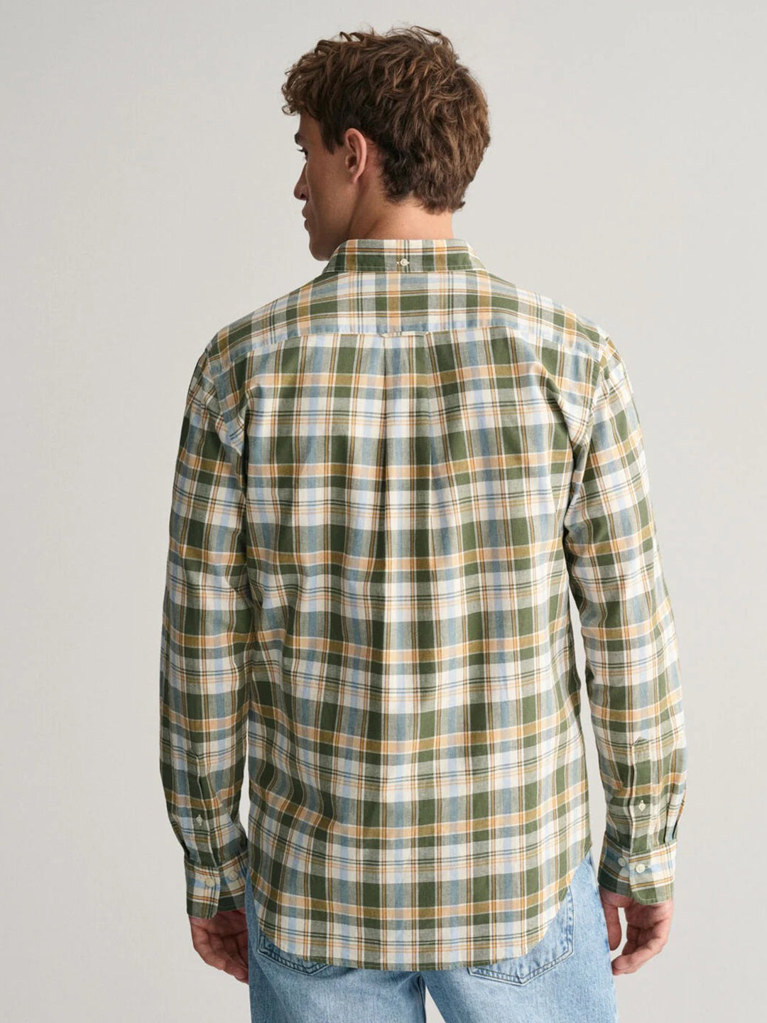 Gant Men Green Checked Button Down Collar Full Sleeves Shirt